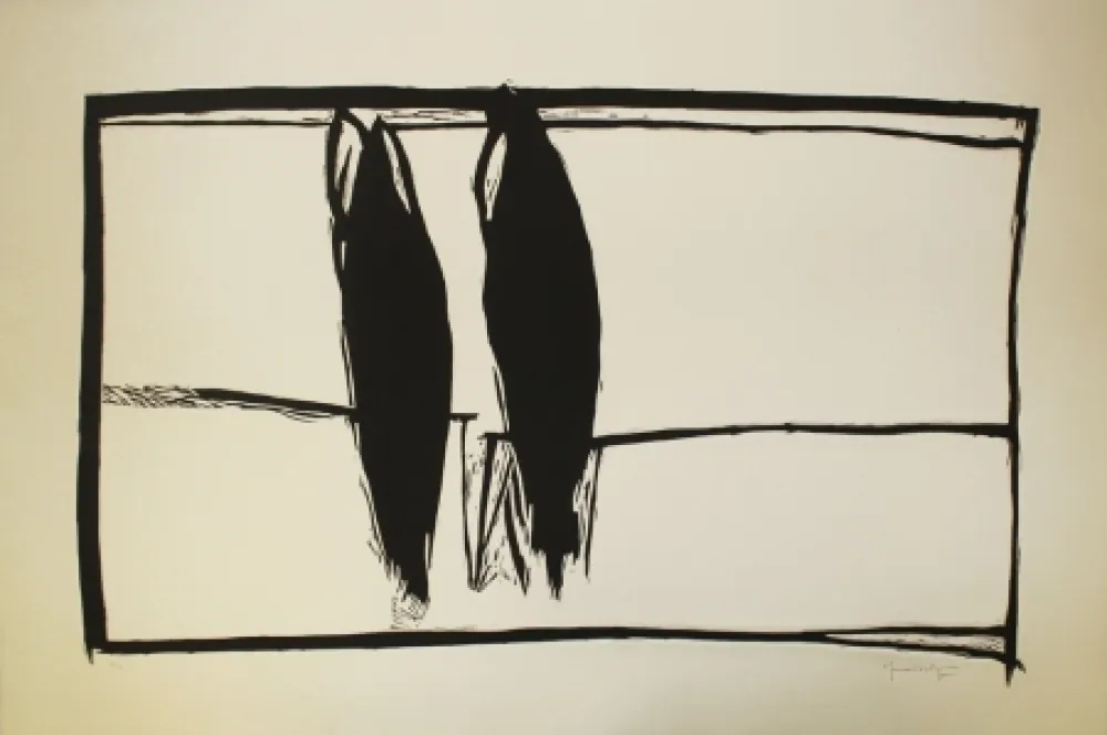 Linograbado Hernandez Pijuan - Des de la finestra II (From the Window II)