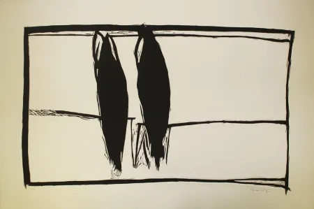 Linograbado Hernandez Pijuan - Des de la finestra II (From the Window II)