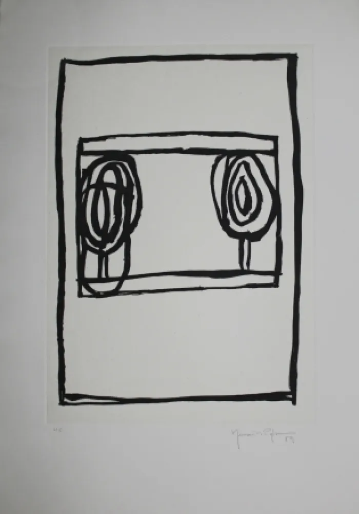 Aguatinta Hernandez Pijuan - Dos arbres