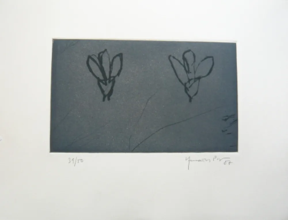 Múltiple Hernandez Pijuan - Flors sobre gris