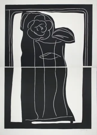 Linograbado Hernandez Pijuan - Gerro amb flors / Vase with Flowers