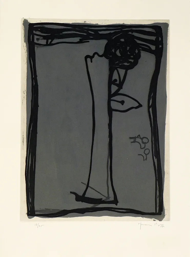 Grabado Hernandez Pijuan - Jarro con rosa