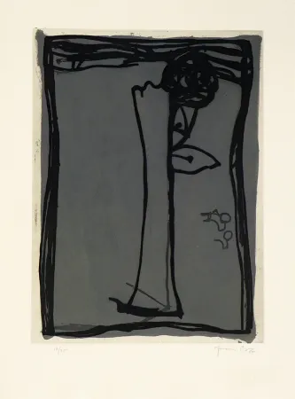 Grabado Hernandez Pijuan - Jarro con rosa