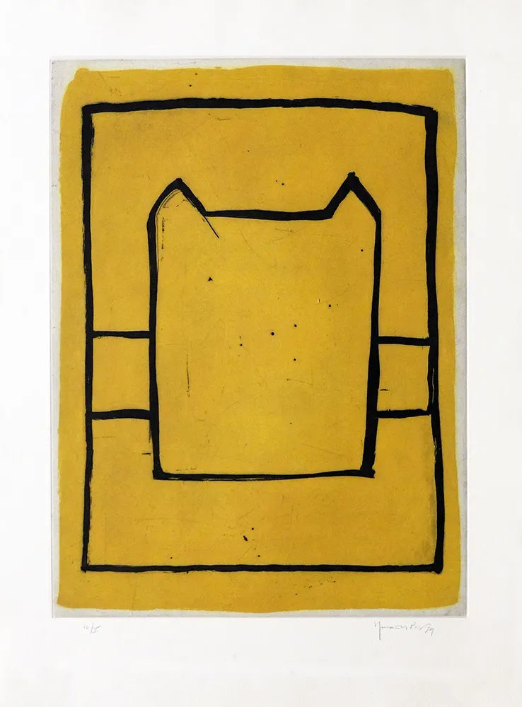 Grabado Hernandez Pijuan - La casa desde la que se divisa el campo II