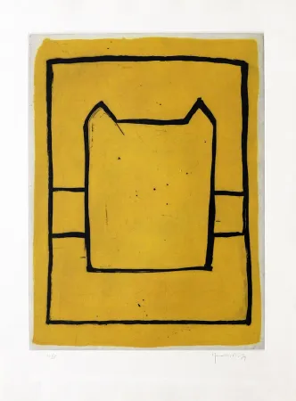 Grabado Hernandez Pijuan - La casa desde la que se divisa el campo II