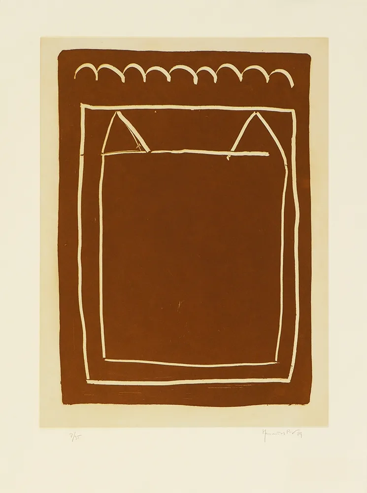 Grabado Hernandez Pijuan - La casa desde la que se divisa el campo IV