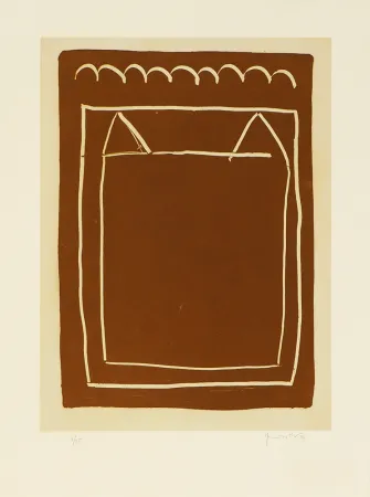 Grabado Hernandez Pijuan - La casa desde la que se divisa el campo IV