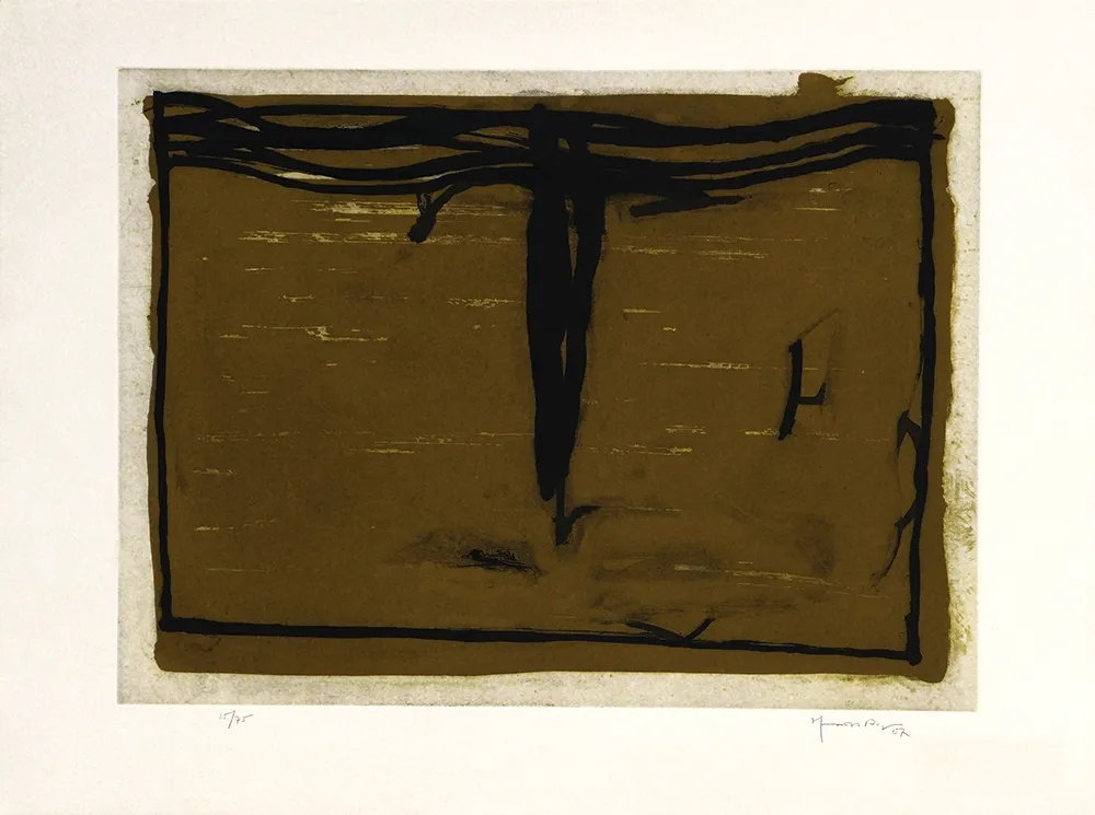 Grabado Hernandez Pijuan - Paisaje con ciprés