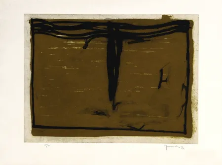 Grabado Hernandez Pijuan - Paisaje con ciprés