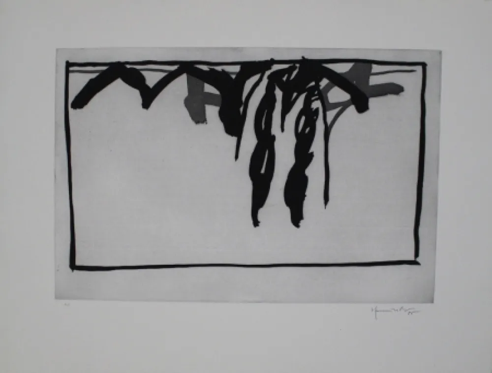 Aguatinta Hernandez Pijuan - Paisatge amb xiprers III / Landscape with Cypresses III