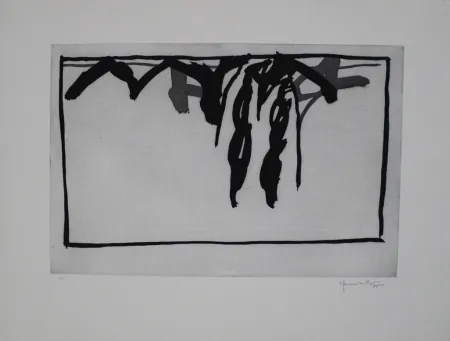 Aguatinta Hernandez Pijuan - Paisatge amb xiprers III / Landscape with Cypresses III