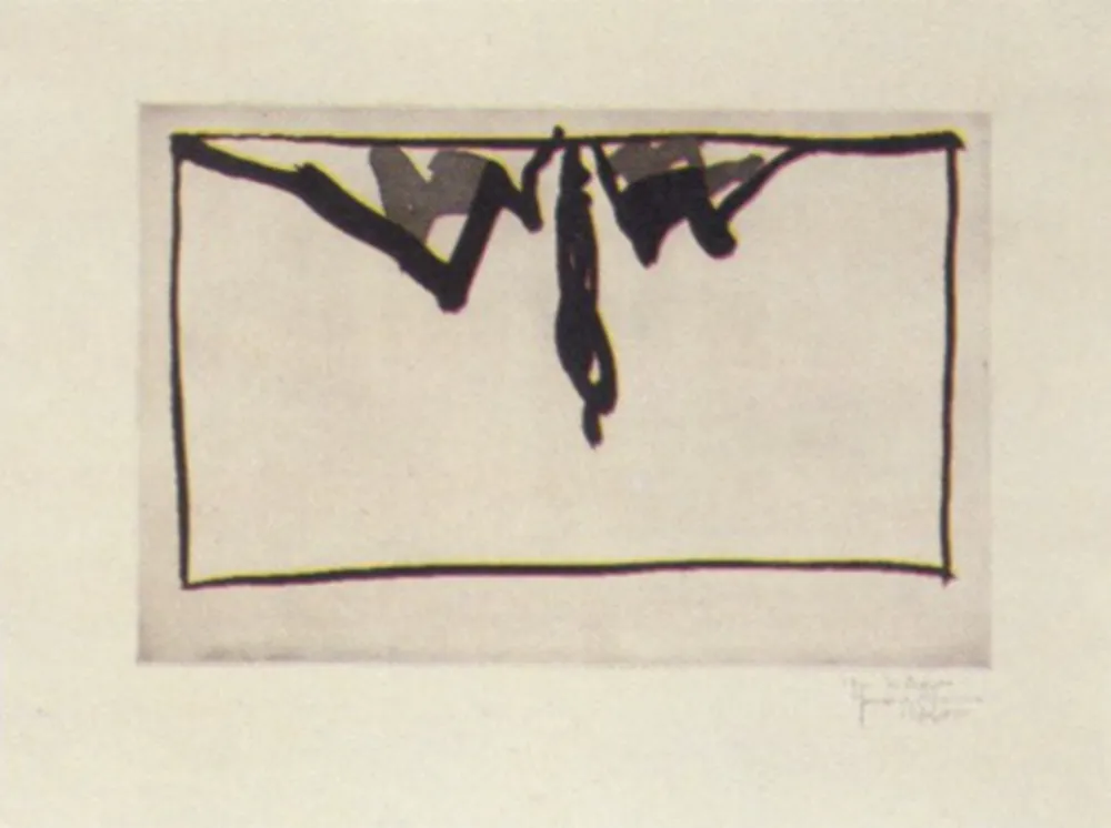 Aguatinta Hernandez Pijuan - Paisatge amb xiprers- IV