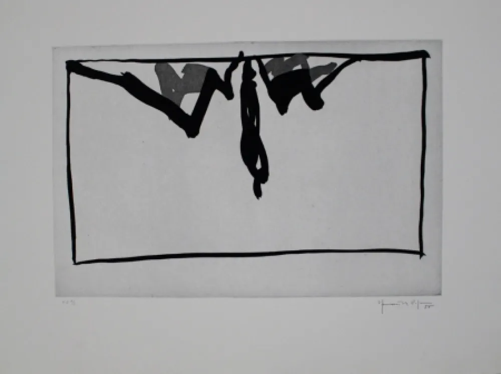 Aguatinta Hernandez Pijuan - Paisatge amb xiprers IV / Landscape with Cypresses IV