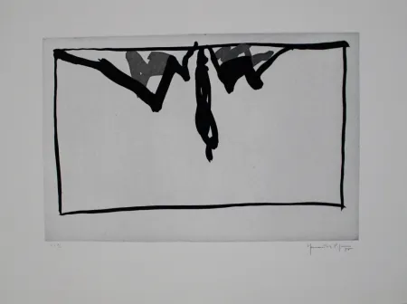 Aguatinta Hernandez Pijuan - Paisatge amb xiprers IV / Landscape with Cypresses IV