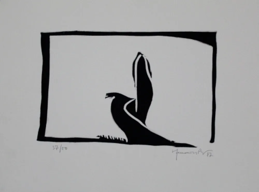 Linograbado Hernandez Pijuan - Paisatge III / Landscape III