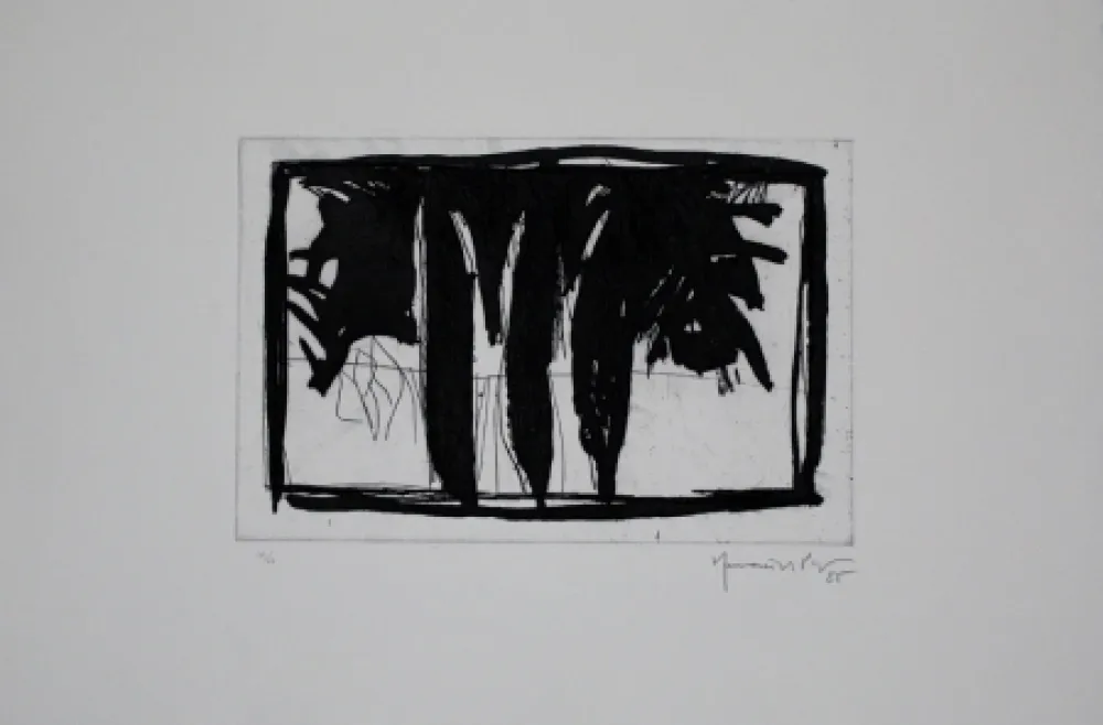 Aguafuerte Y Aguatinta Hernandez Pijuan - Xiprers al claustre / Cypresses in the Cloister