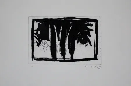 Aguafuerte Y Aguatinta Hernandez Pijuan - Xiprers al claustre / Cypresses in the Cloister