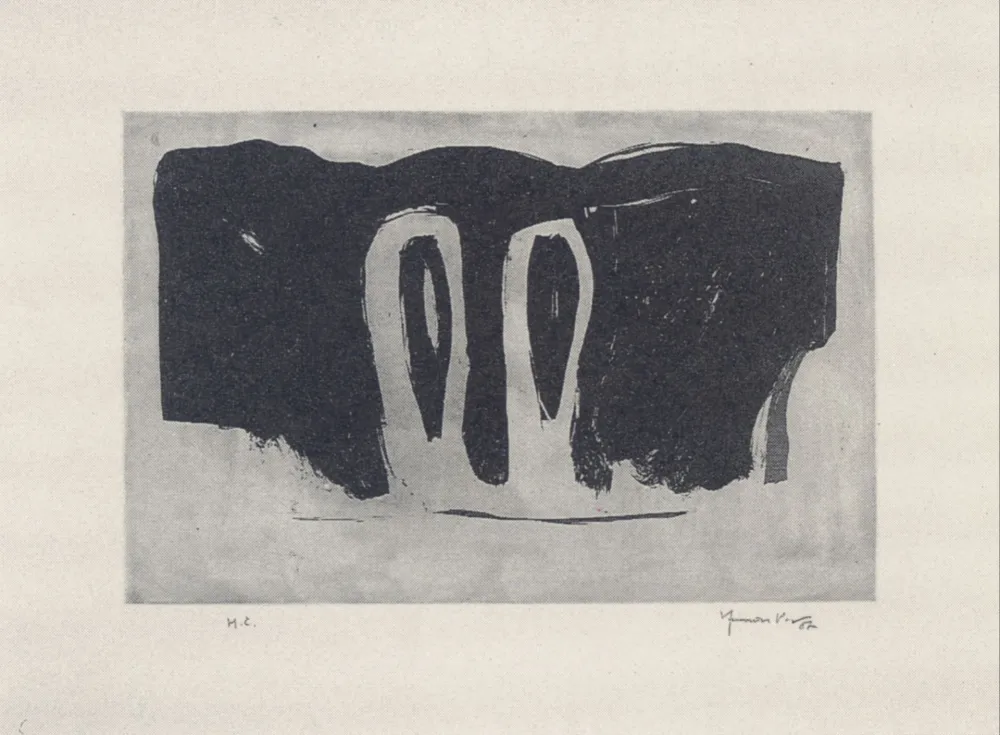 Aguatinta Hernandez Pijuan - Xiprers en el paisatge