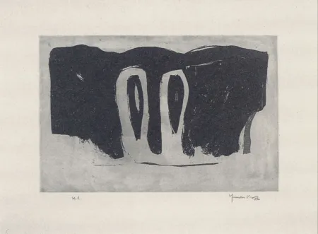 Aguatinta Hernandez Pijuan - Xiprers en el paisatge