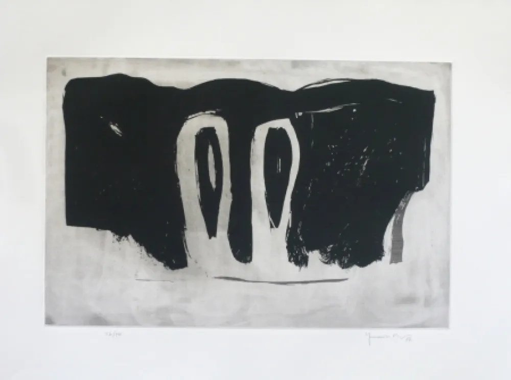 Aguatinta Hernandez Pijuan - Xiprers en el paisatge