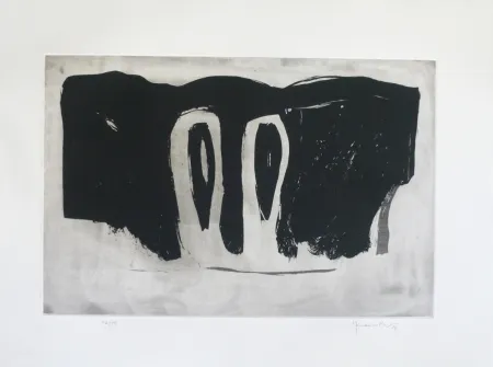 Aguatinta Hernandez Pijuan - Xiprers en el paisatge