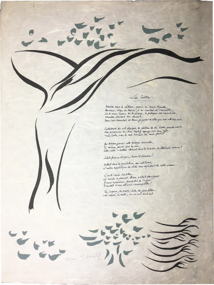 Grabado Herold - Gilbert Lély : LA COSTE. Affiche-Poème originale (1968).