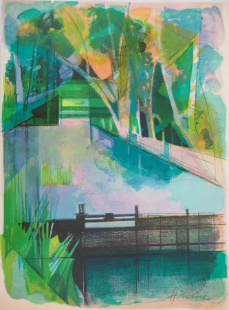 Litografía Hilaire - L’écluse