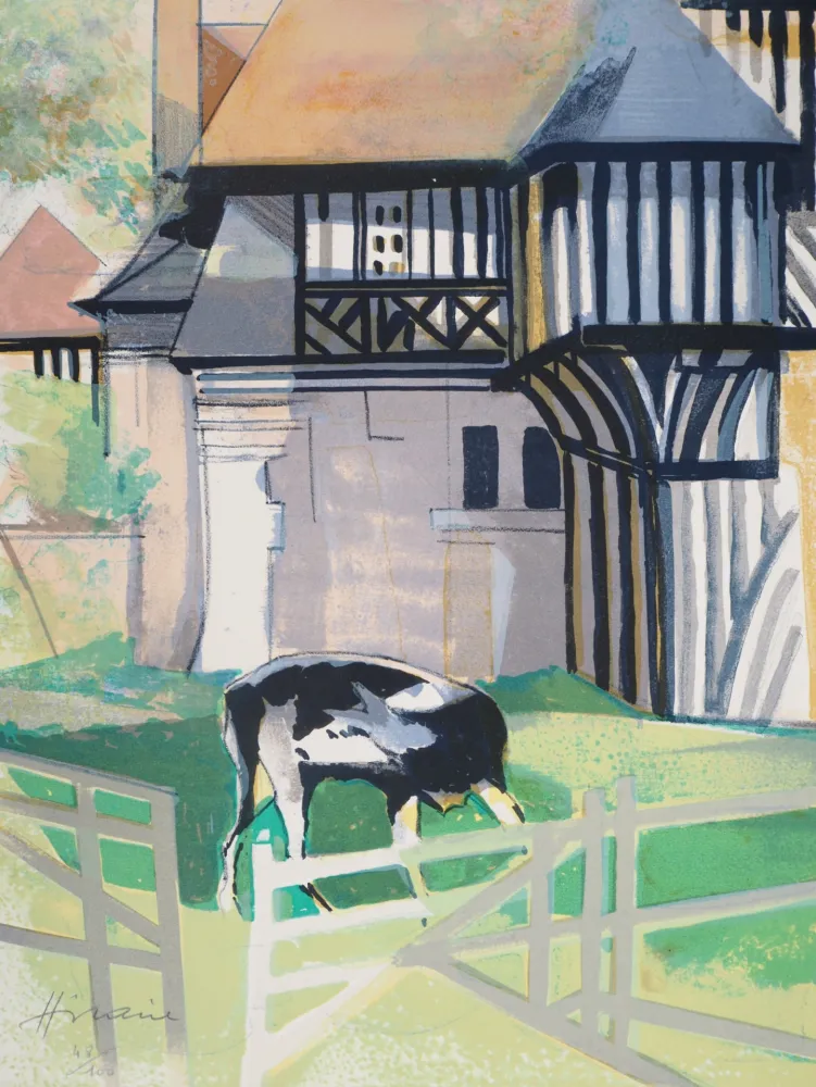 Litografía Hilaire - Maison normande à colombage