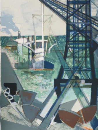 Litografía Hilaire - Normandie : Bateau de pèche rentrant au Havre