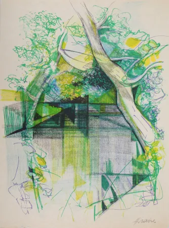 Litografía Hilaire - Printemps en Alsace (la Moder près de Haguenau)