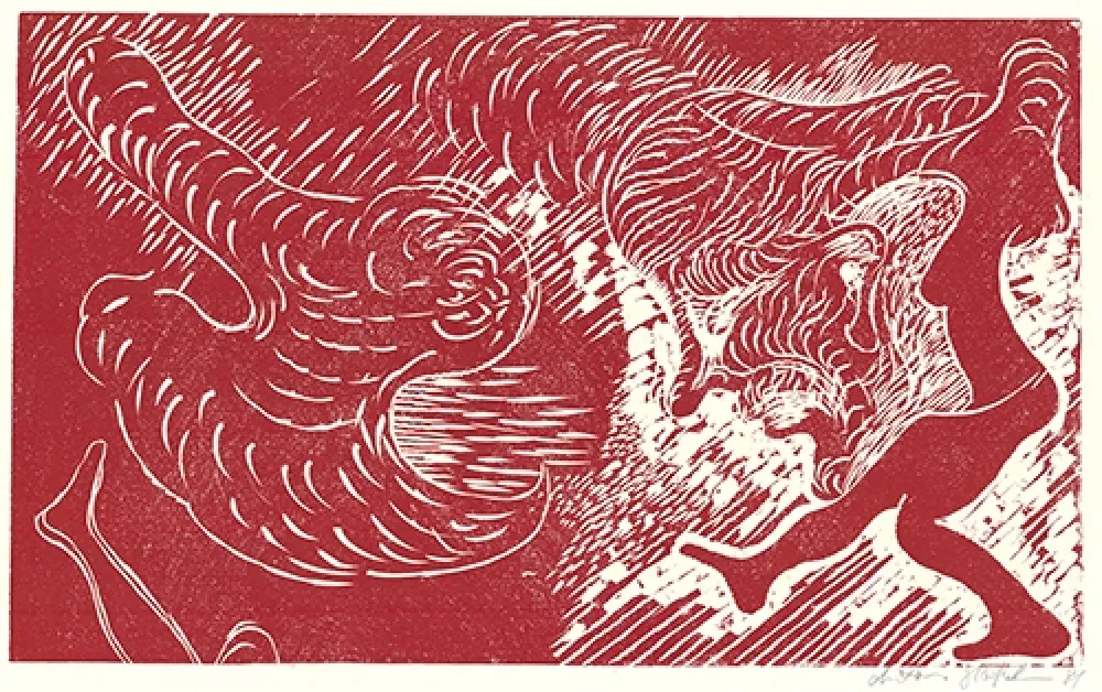 Linograbado Höckelmann - Surferin (Rot)