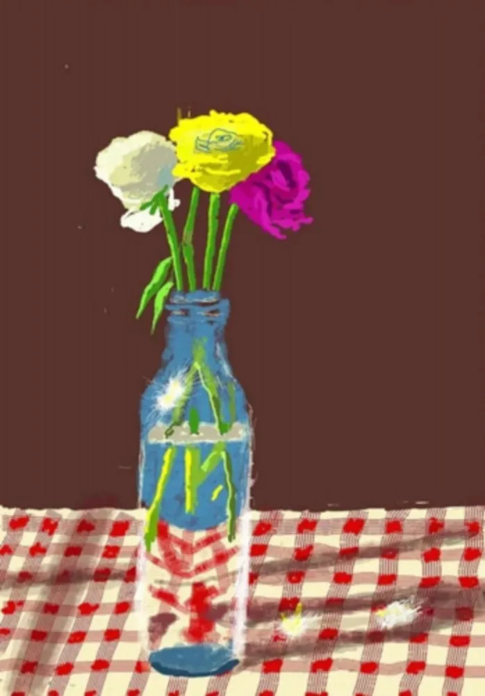 Múltiple Hockney - 23rd March 2021, Flowers in a Milk Bottle