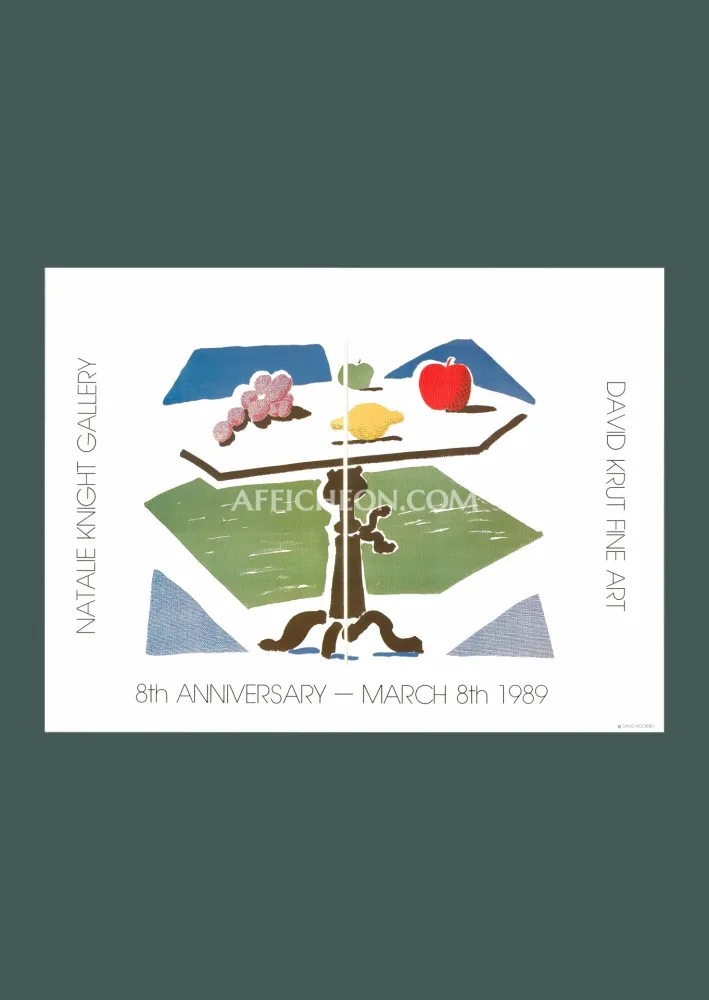 Litografía Hockney - David Hockney: 'Apple, Grapes, Lemon on a Table' 1989 Offset-lithograph