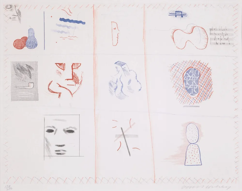 Aguafuerte Y Aguatinta Hockney - Franco-American Mail (from The Blue Guitar)