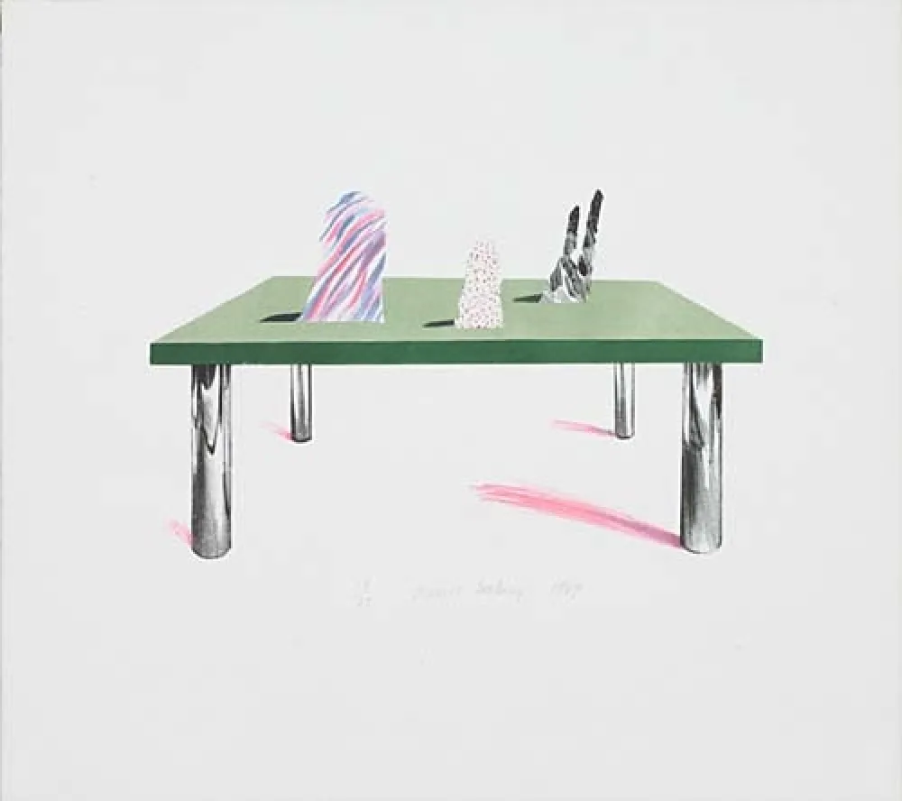 Litografía Hockney - Glass Table with Objects