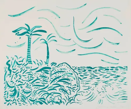 Litografía Hockney - Green Bora Bora