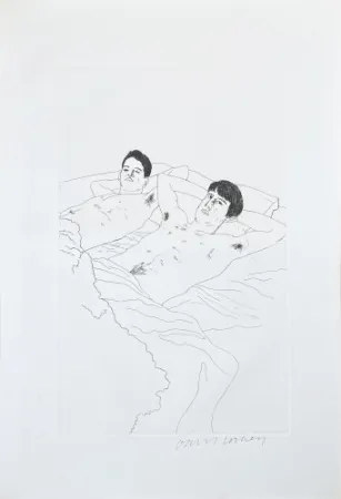 Aguafuerte Y Aguatinta Hockney - Illustrations for Fourteen Poems from C.P. Cavafy: In Despair