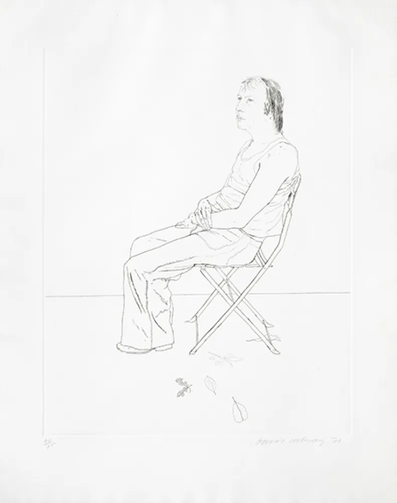 Grabado Hockney - Mo with Five Leaves