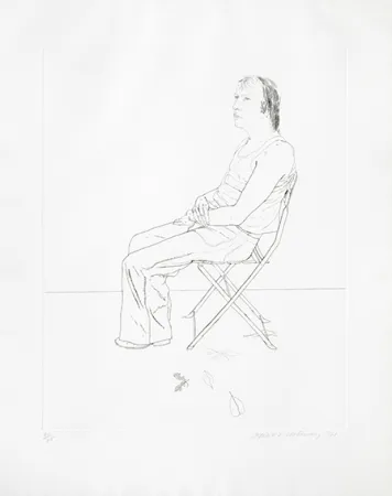 Grabado Hockney - Mo with Five Leaves