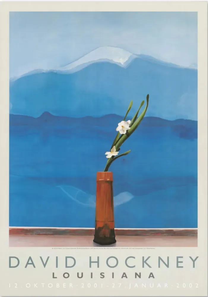 Cartel Hockney - Mt. Fuji and flowers