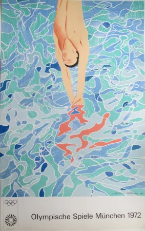 Litografía Hockney - OL 1972 - The swimmer - Original colour lithograph