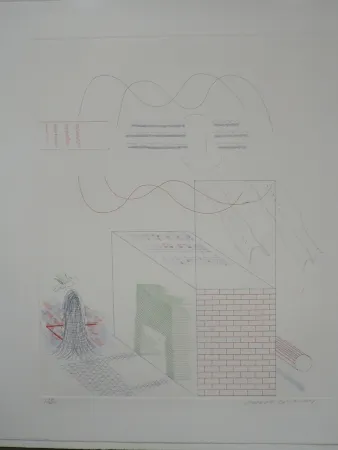 Aguafuerte Hockney - The buzzing of the blue guitar (from the blue guitar)