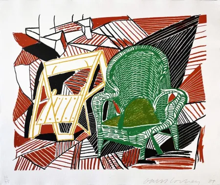 Litografía Hockney - Two Pembroke Studio Chairs from the Moving Focus Series