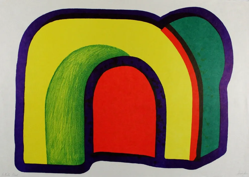 Litografía Hodgkin - Composition with Red