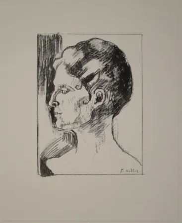 Litografía Hodler - Profilbildnis von Frau Hodler.