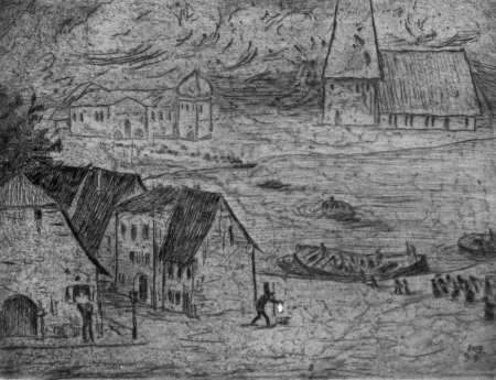 Aguafuerte Hofer - Nachtiche Überfährt