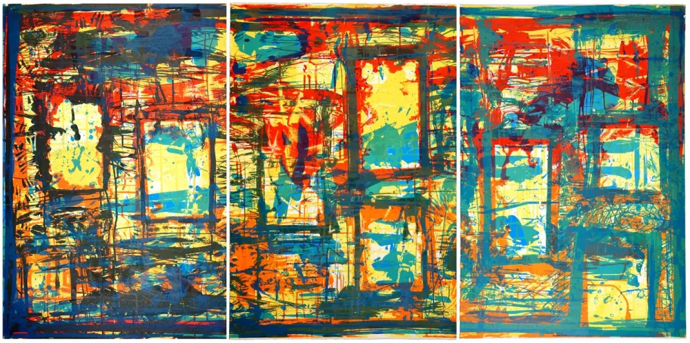 Litografía Huftier - Fenêtre en Rajasthan