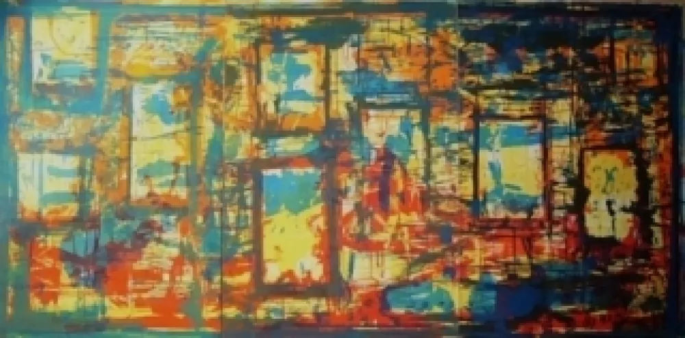 Litografía Huftier - Fenêtre en Rajasthan