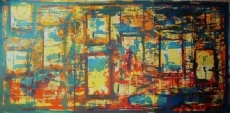 Litografía Huftier - Fenêtre en Rajasthan