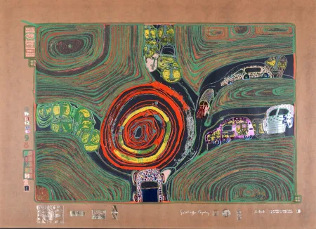 Litografía Hundertwasser - Crusade of the crossroaders, Plate 10, 1970-72